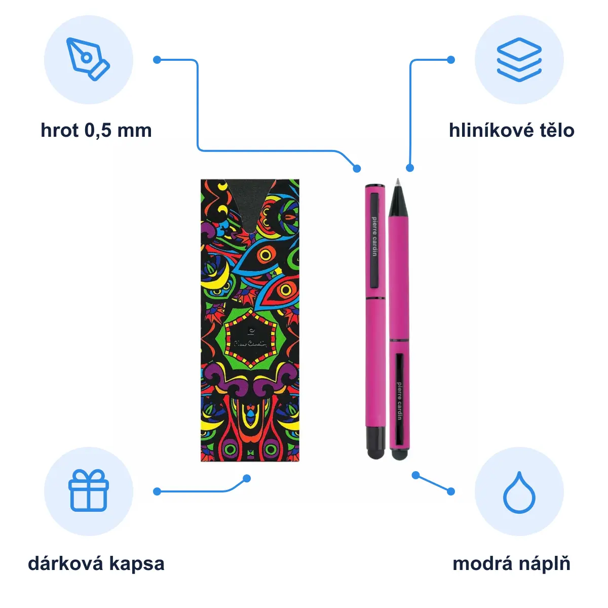 Infografika PIERRE CARDIN CELEBRATION SET Sada kuličkového pera a rolleru, růžová