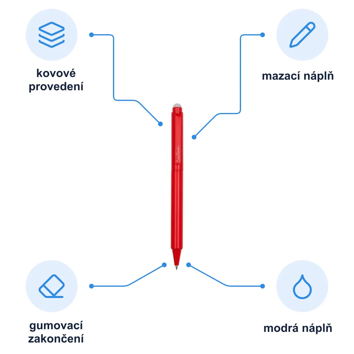 Infografika PIERRE CARDIN ALAIN Kuličkové gumovací pero, červená