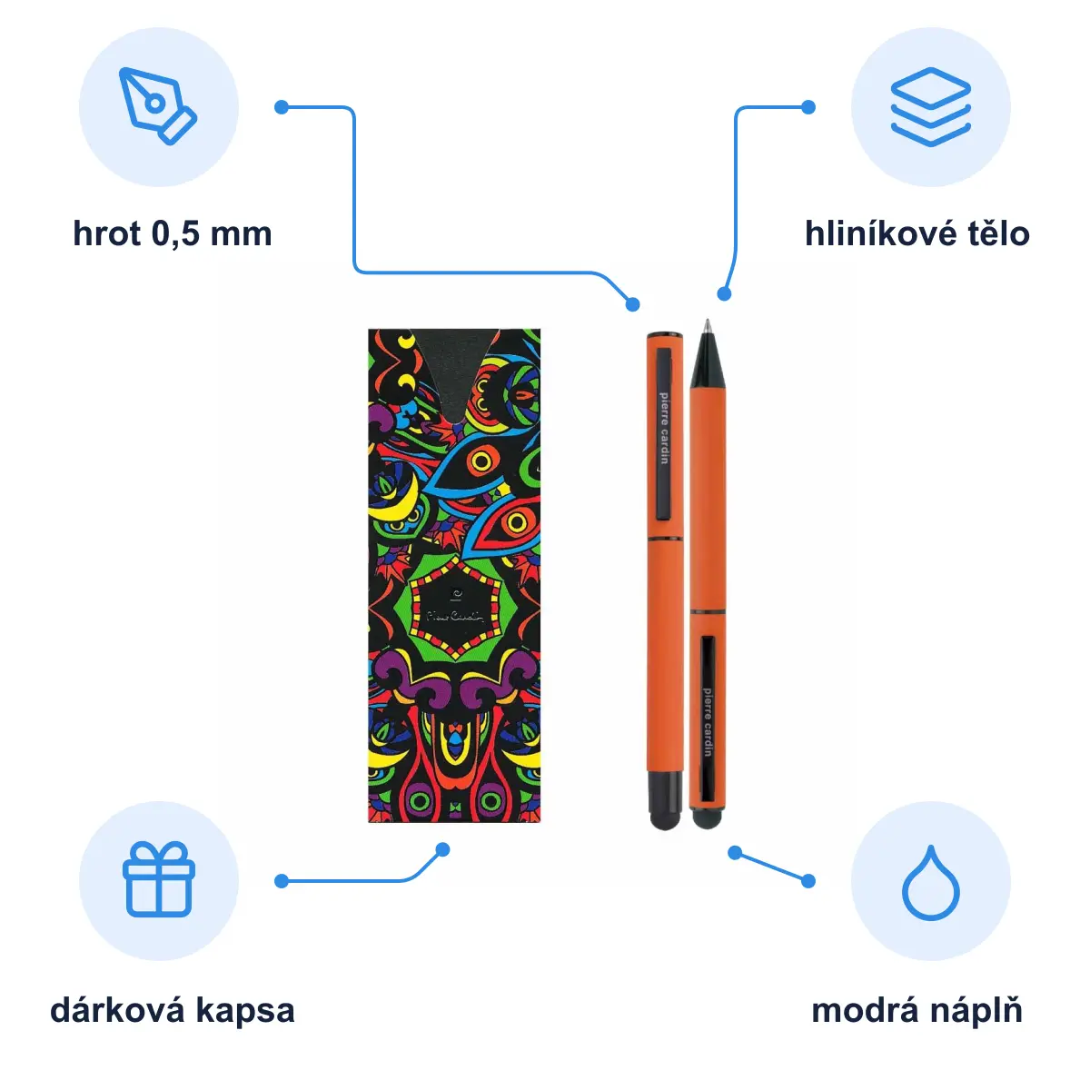 Infografika PIERRE CARDIN CELEBRATION SET Sada kuličkového pera a rolleru, oranžová