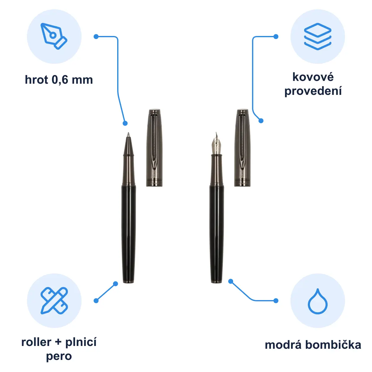Infografika PIERRE CARDIN ODETTE SET Sada rolleru a plnicího pera, černá/gunmetal