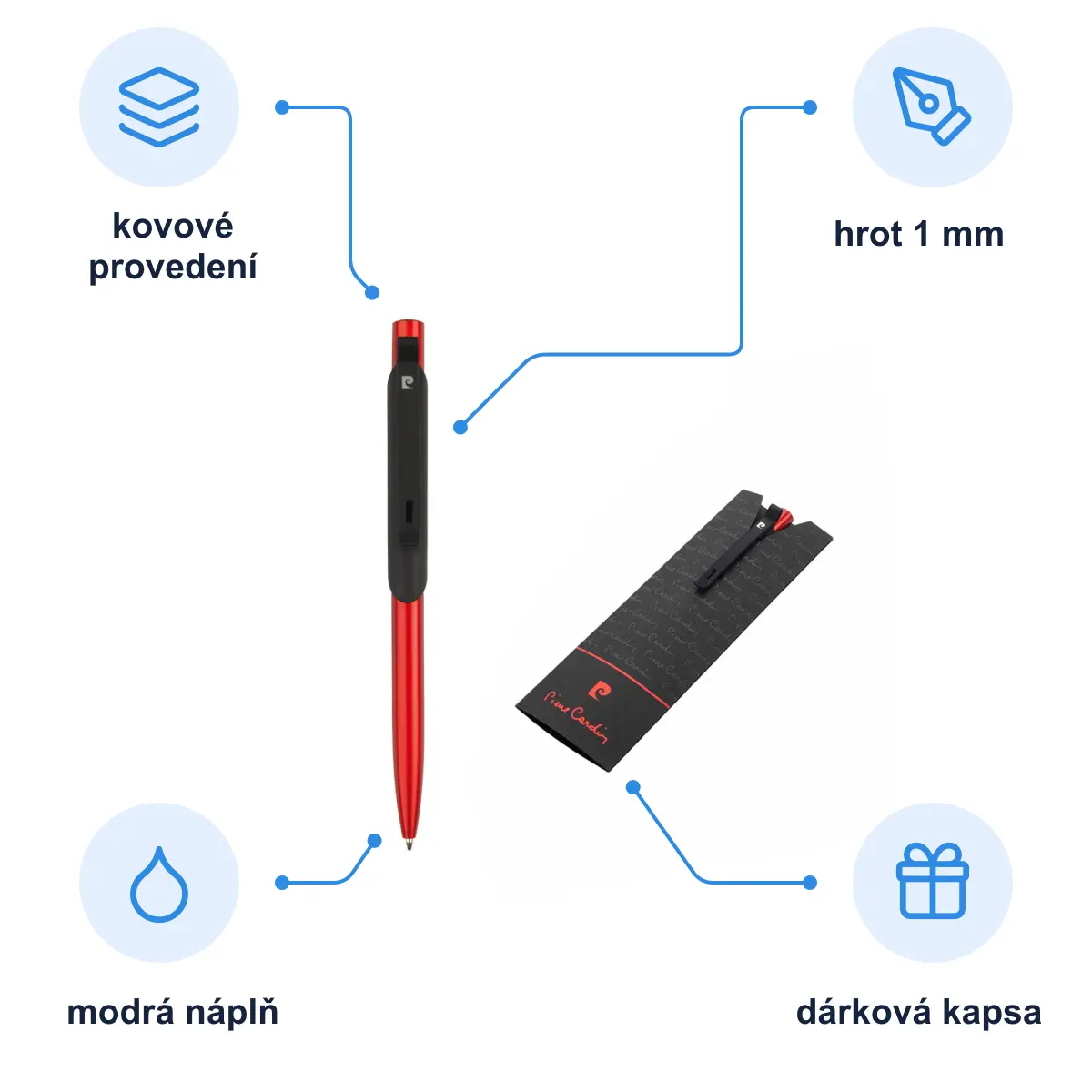Infografika PIERRE CARDIN SYMPHONY Kuličkové pero, červená