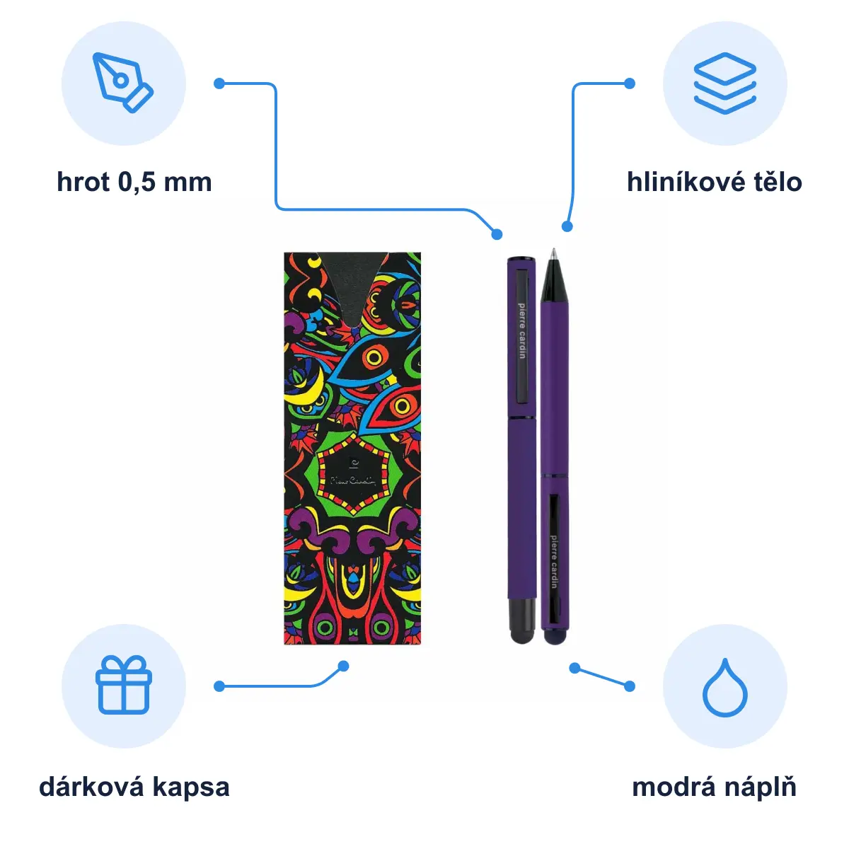 Infografika PIERRE CARDIN CELEBRATION SET Sada kuličkového pera a rolleru, fialová