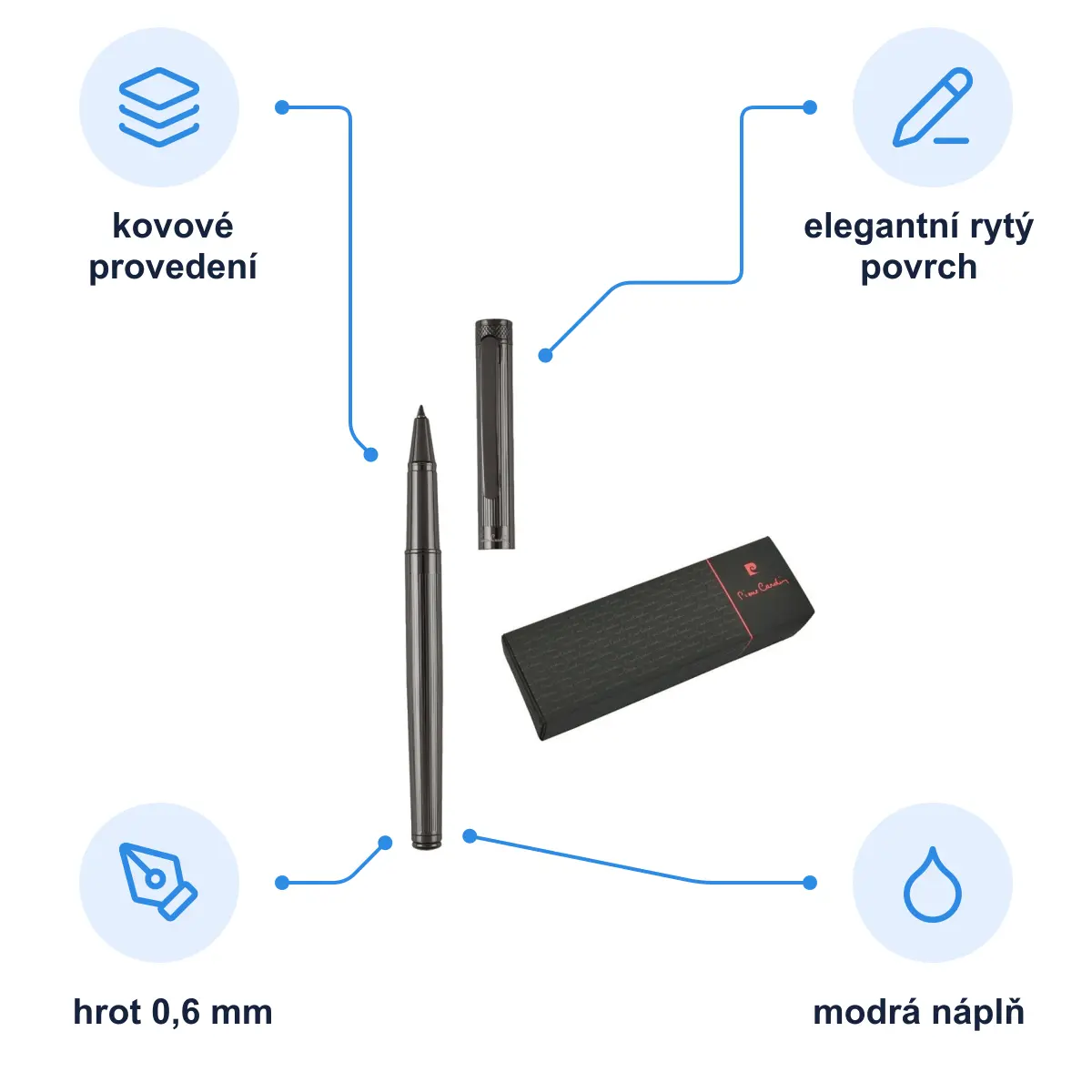 Infografika PIERRE CARDIN RENEE Kovový roller, gunmetal