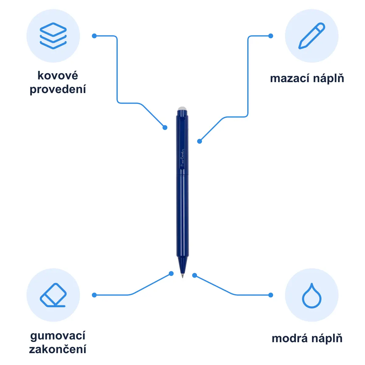 Infografika PIERRE CARDIN ALAIN Kuličkové gumovací pero, modrá