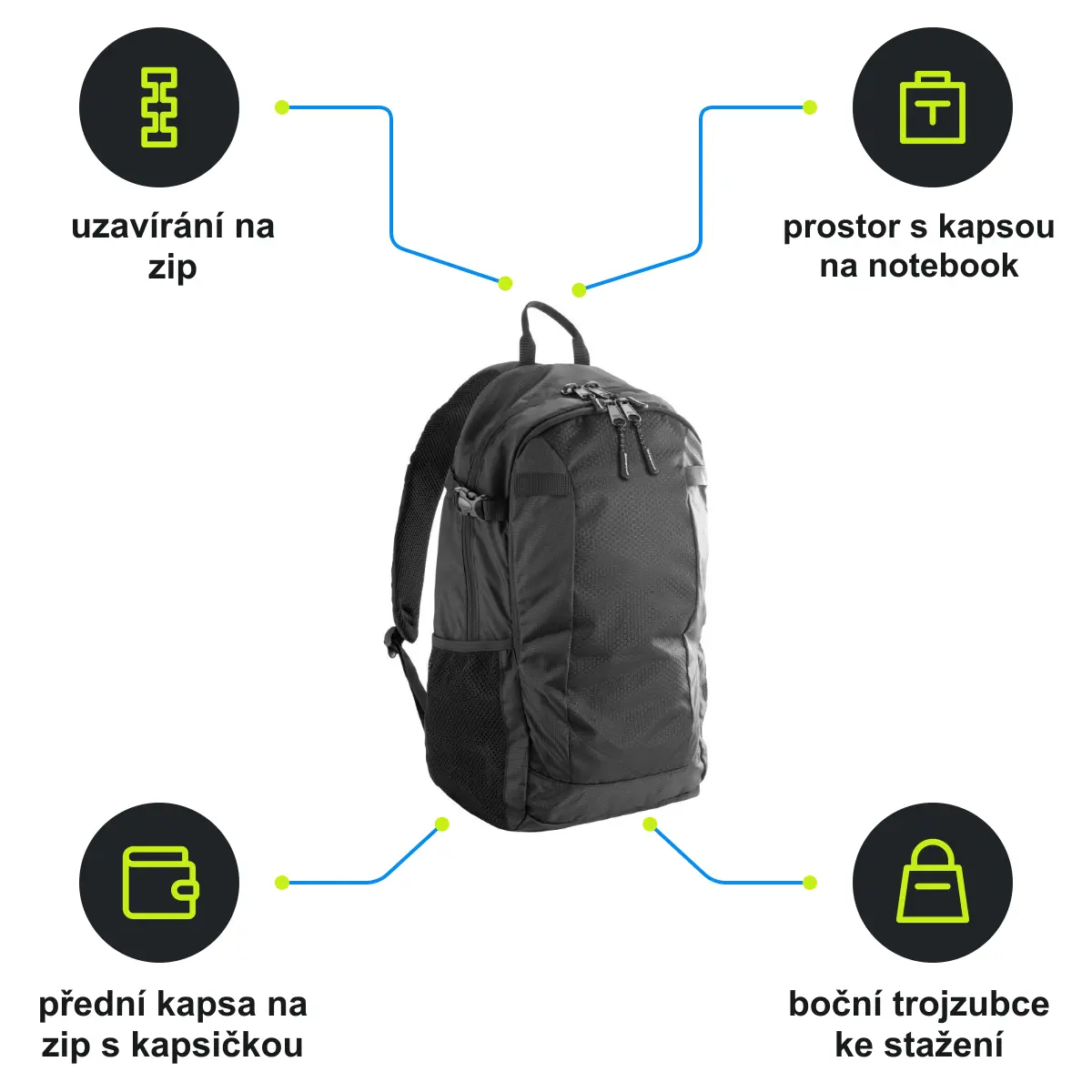 Infografika SCHWARZWOLF SALWIN Turistický batoh, černá