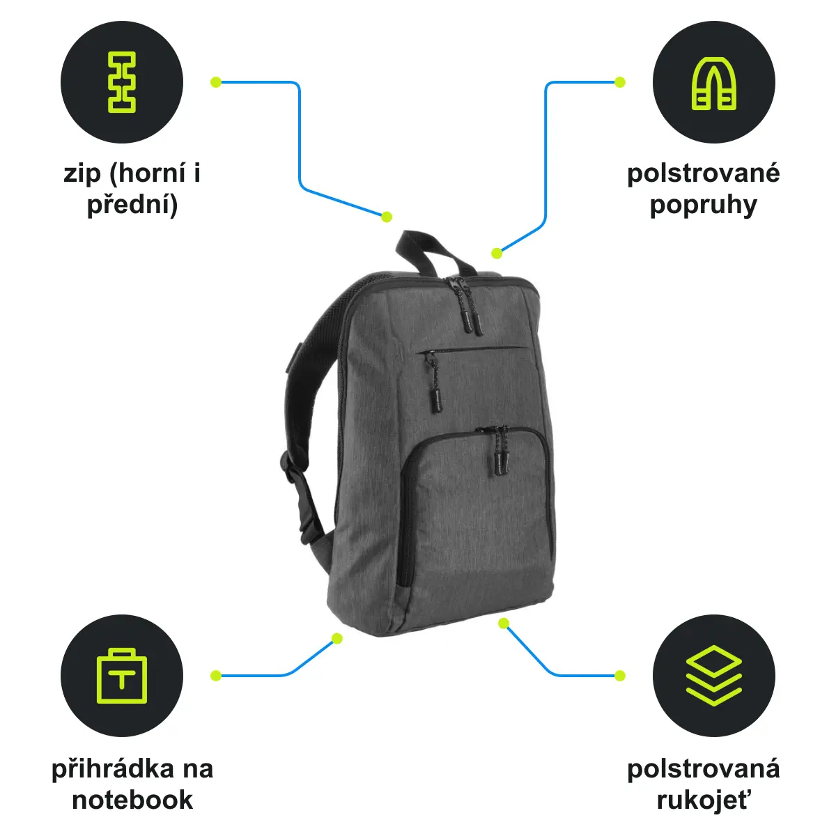 Infografika SCHWARZWOLF PELION Kompaktní batoh, šedá