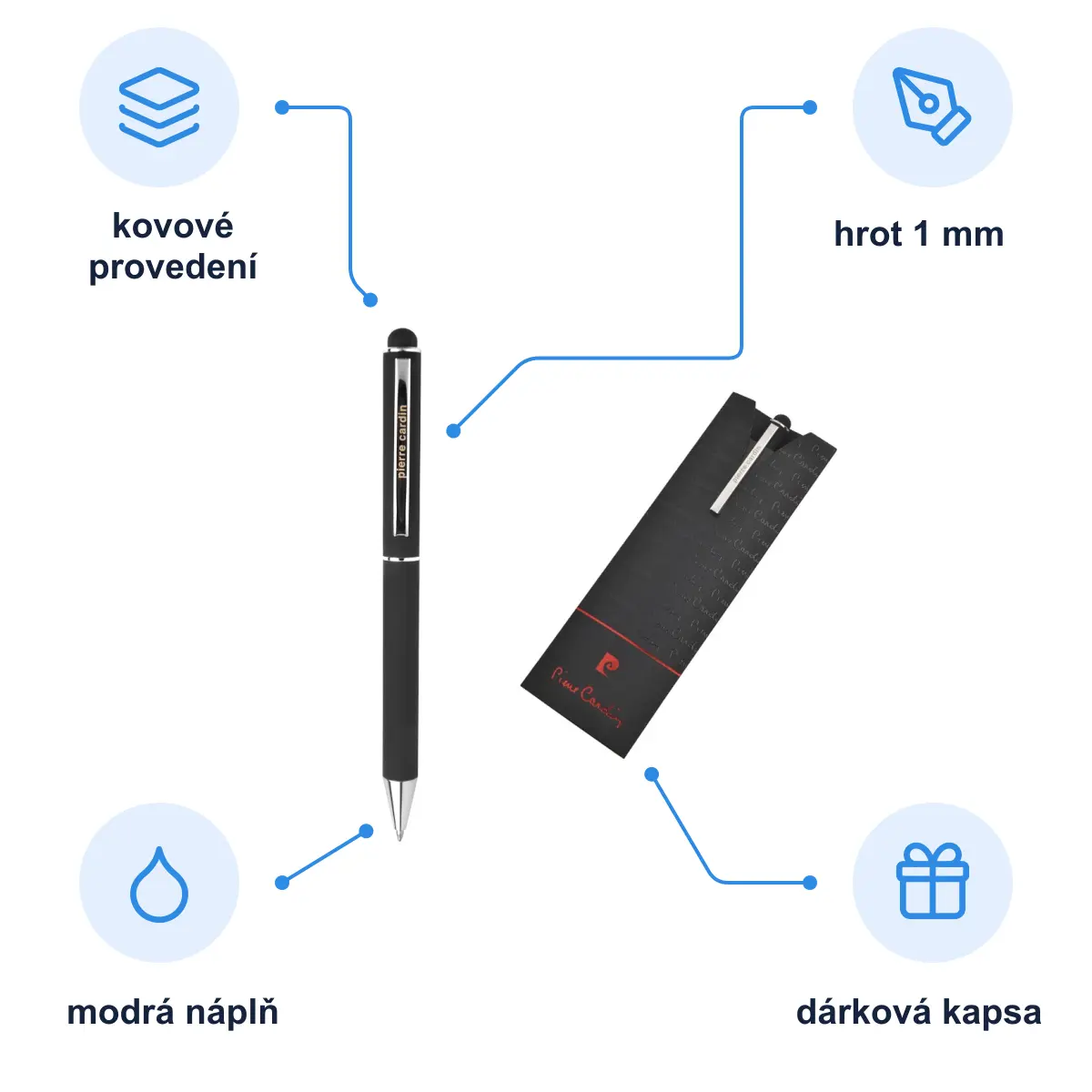 Infografika PIERRE CARDIN CLAUDIE Kovové kuličkové pero, černá