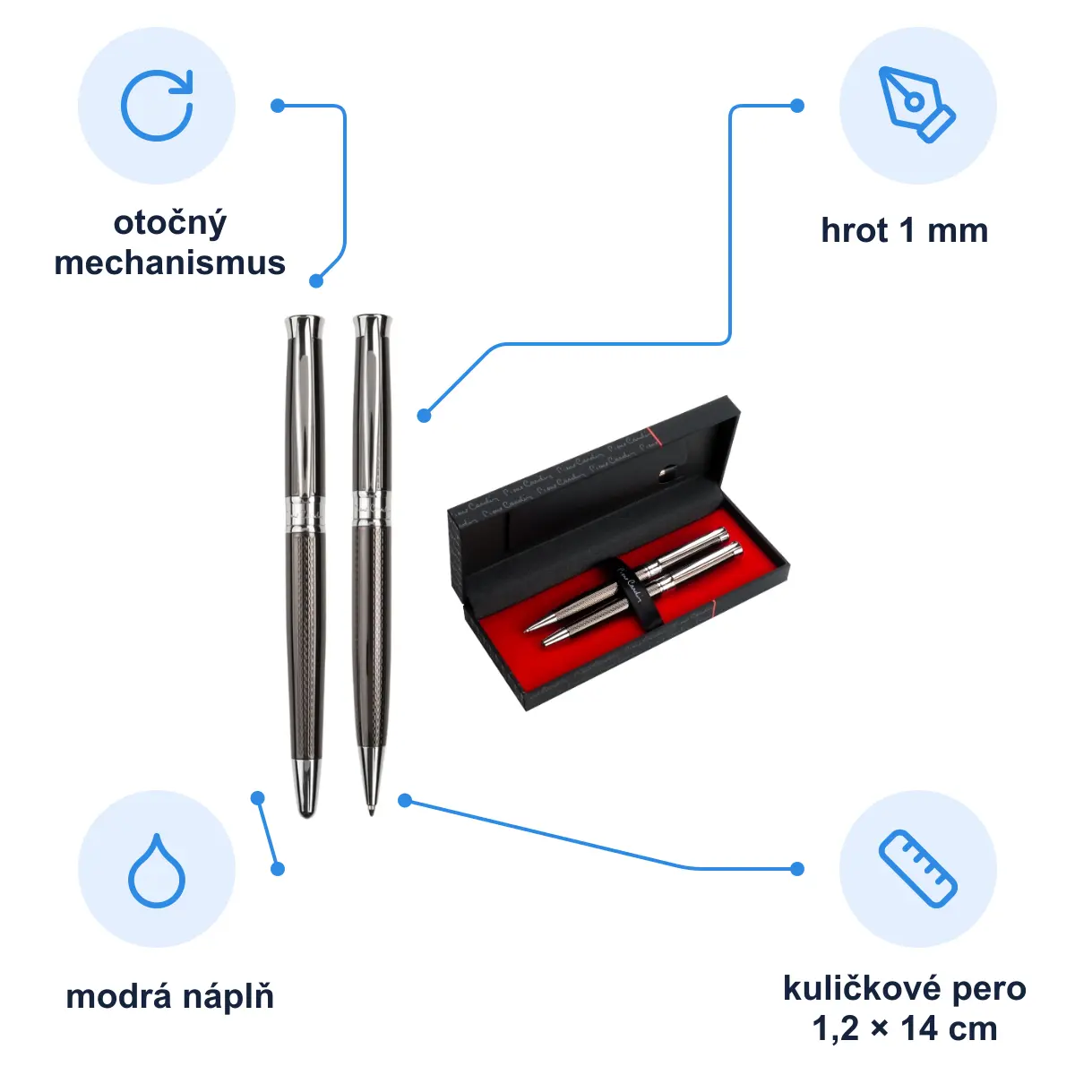 Infografika PIERRE CARDIN ROI Sada kuličkového pera a rolleru, gunmetal