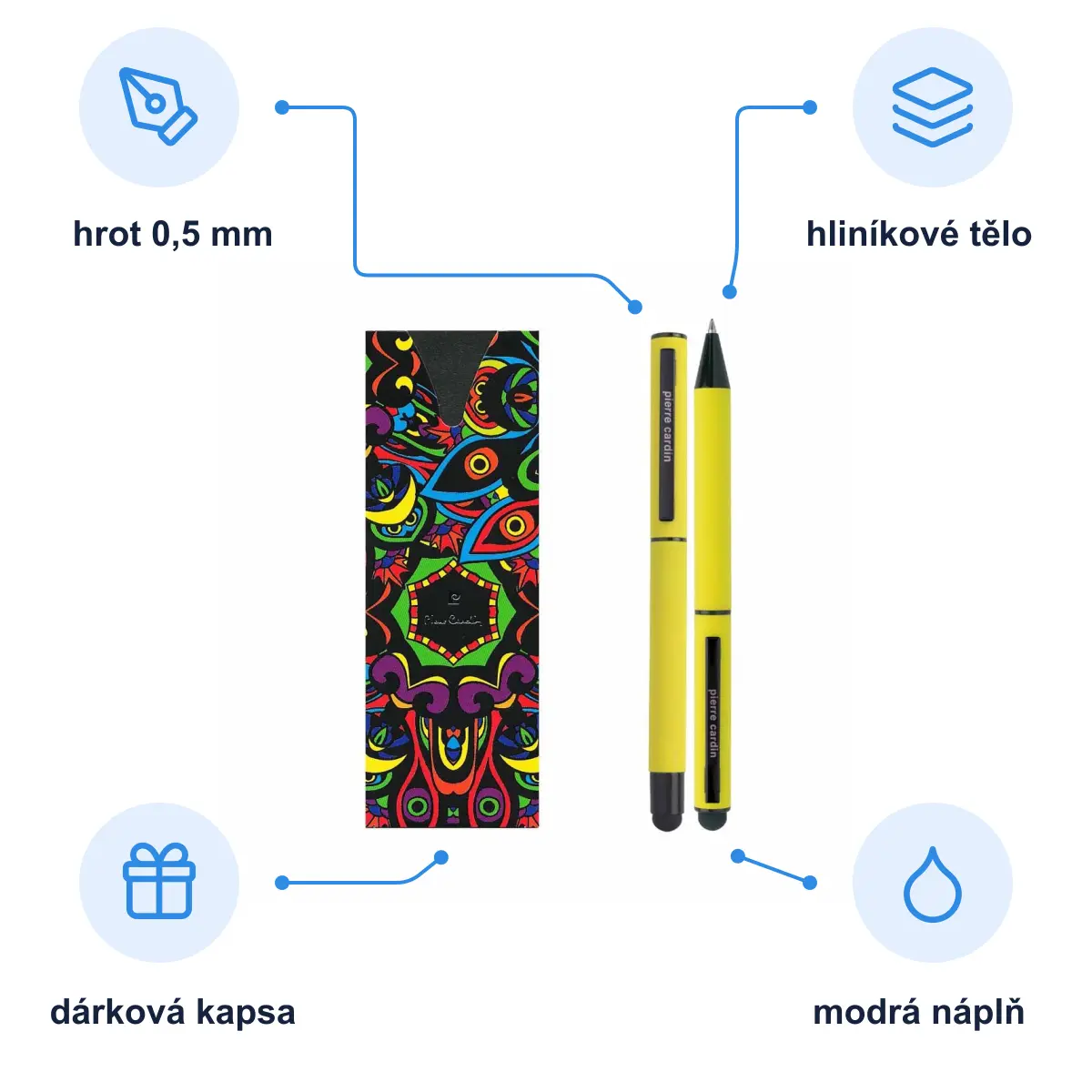 Infografika PIERRE CARDIN CELEBRATION SET Sada kuličkového pera a rolleru, žlutá
