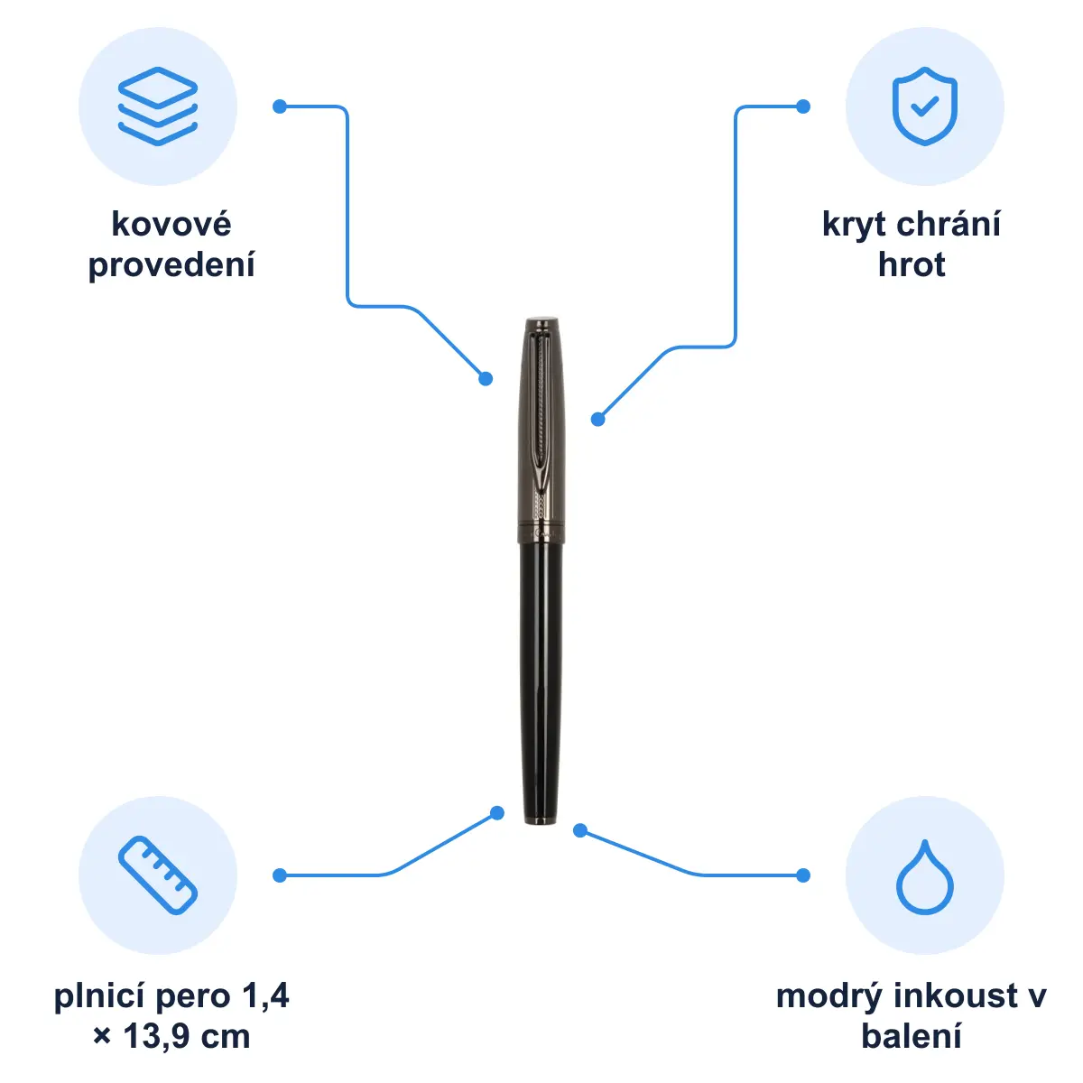 Infografika PIERRE CARDIN ODETTE Plnicí pero, černá/gunmetal