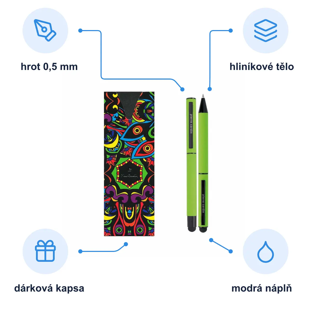 Infografika PIERRE CARDIN CELEBRATION SET Sada kuličkového pera a rolleru, zelená