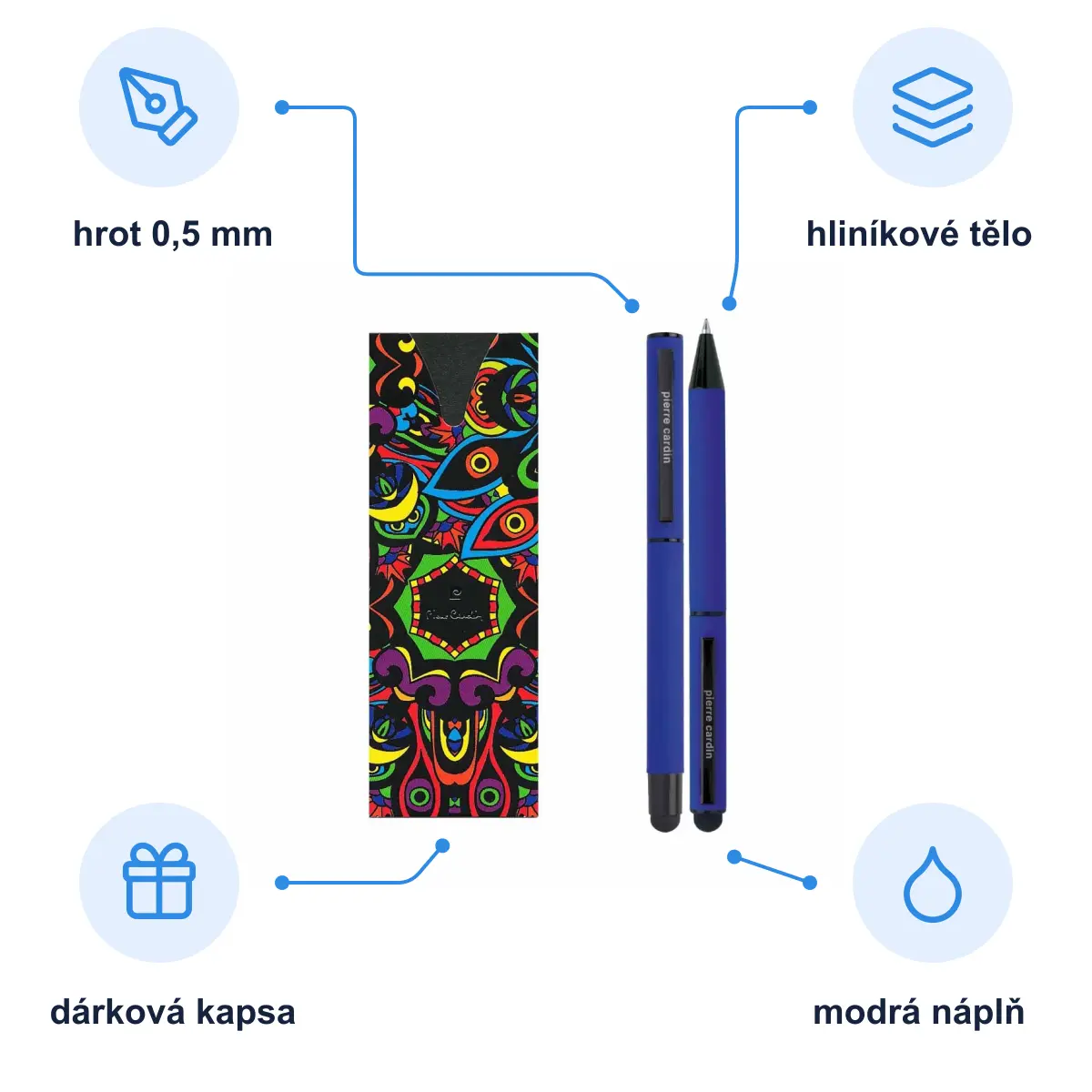 Infografika PIERRE CARDIN CELEBRATION SET Sada kuličkového pera a rolleru, tmavě modrá