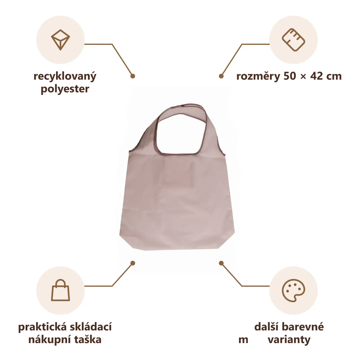 Infografika VS KALBARRI Nákupní taška z recyklovaného materiálu, béžová