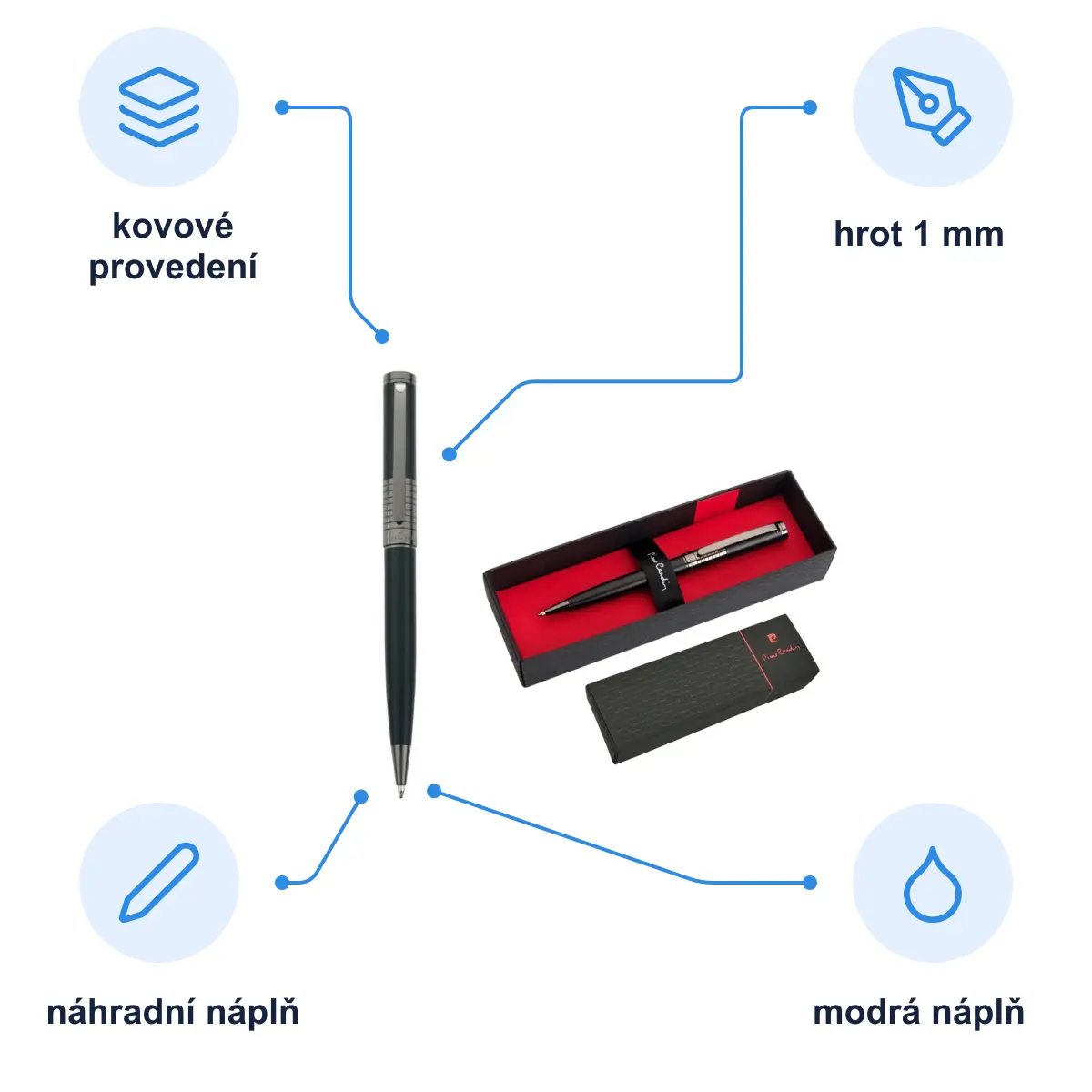 Infografika PIERRE CARDIN EVOLUTION Kovové kuličkové pero, černá