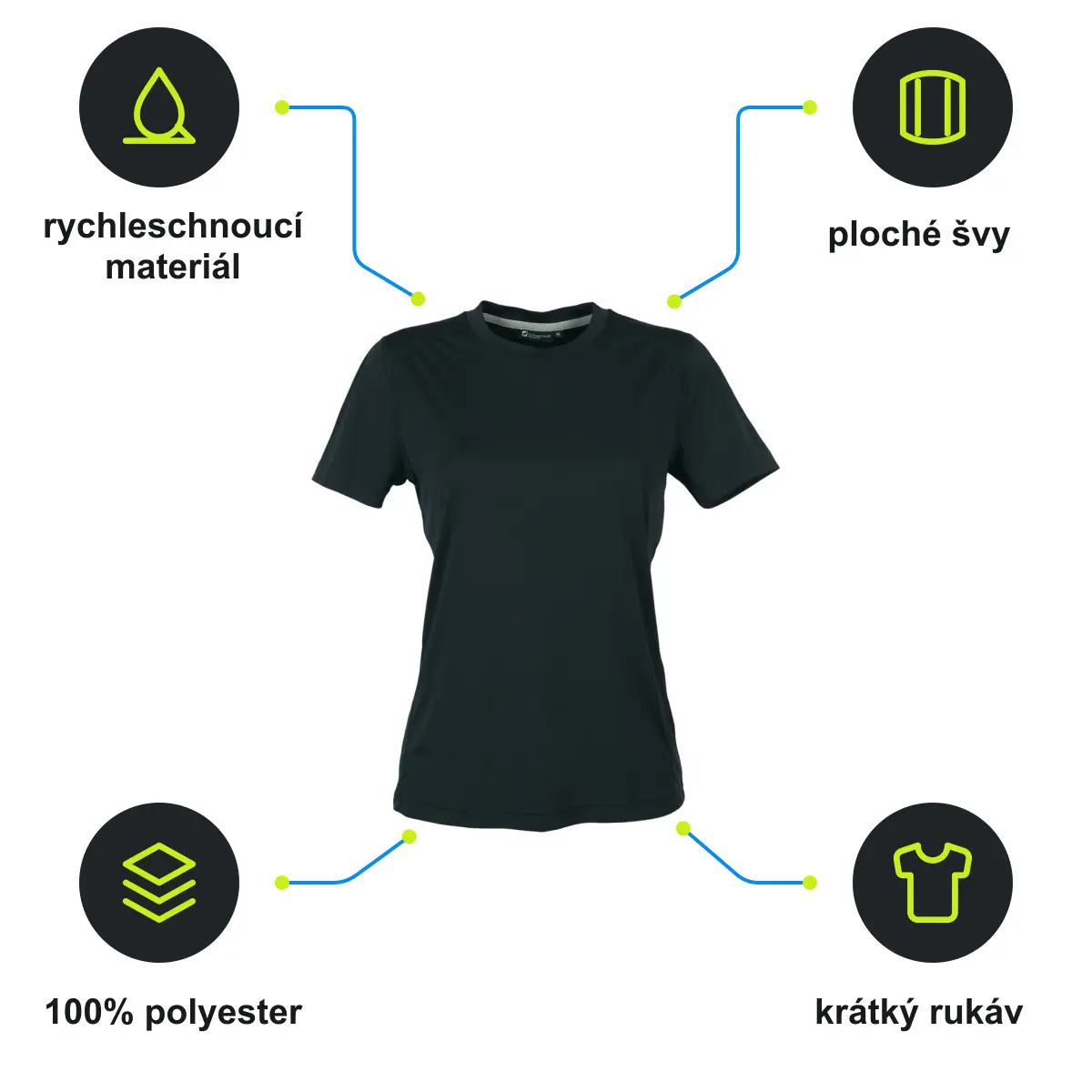 Infografika SCHWARZWOLF COOL SPORT WOMEN funkční tričko, černá XL