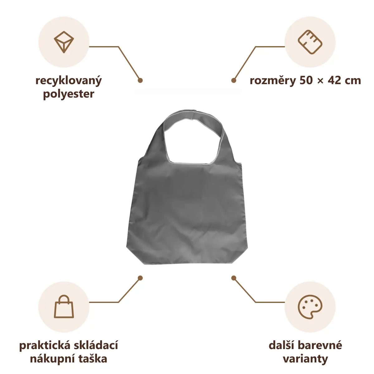 Infografika VS KALBARRI Nákupní taška z recyklovaného materiálu, šedá