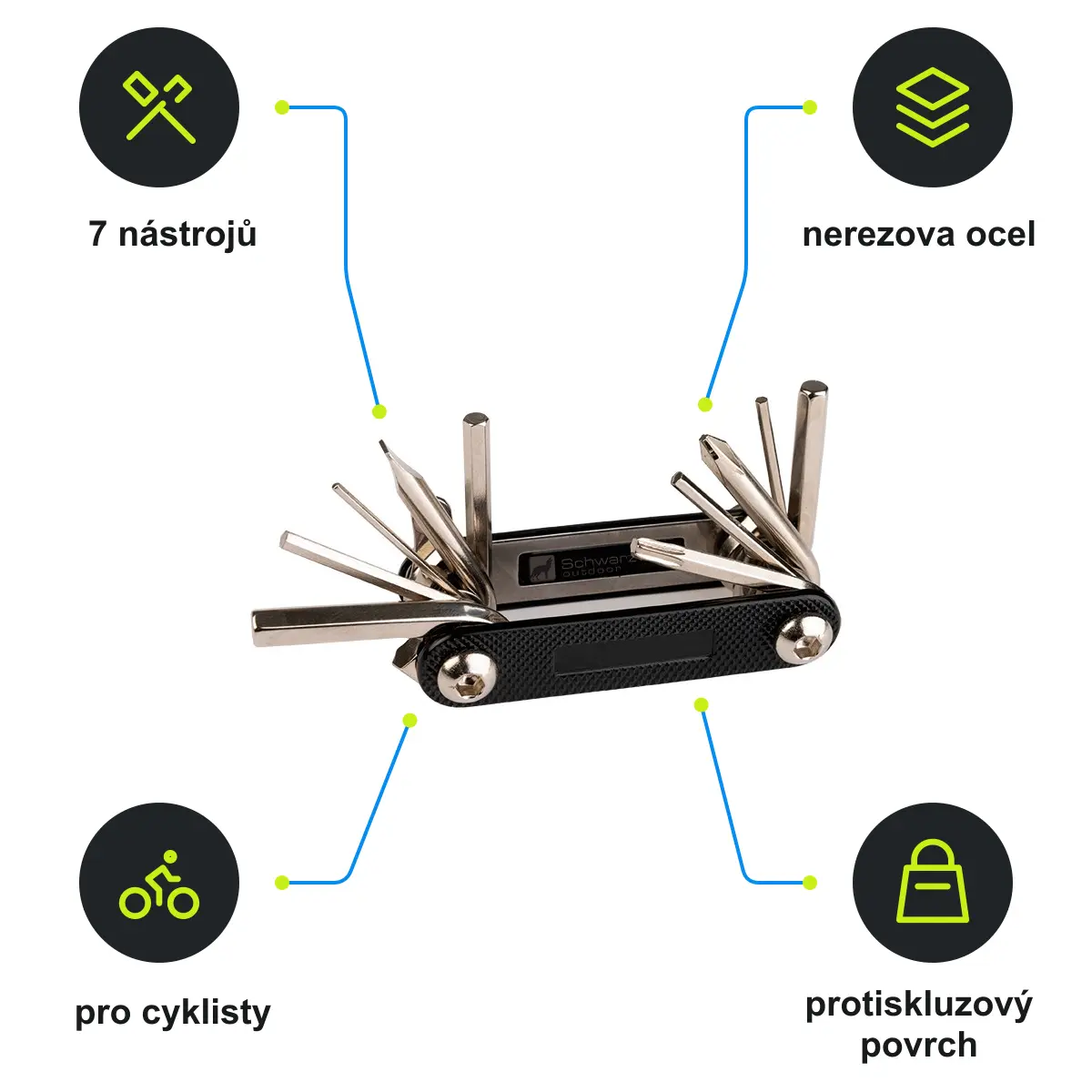Infografika SCHWARZWOLF TIBESTI Nářadí pro cyklisty, černá