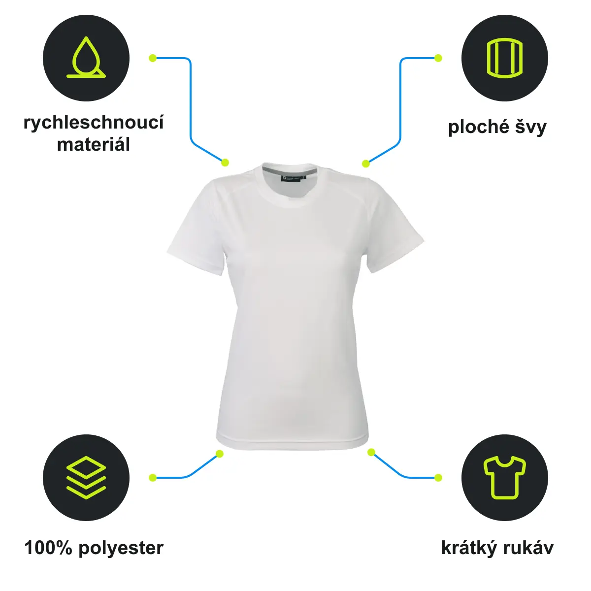 Infografika SCHWARZWOLF COOL SPORT WOMEN funkční tričko, bílá M