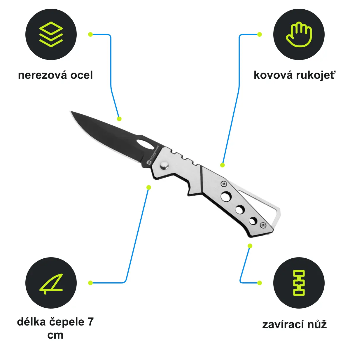Infografika SCHWARZWOLF GEDIZ Kapesní nůž, černá/stříbrná