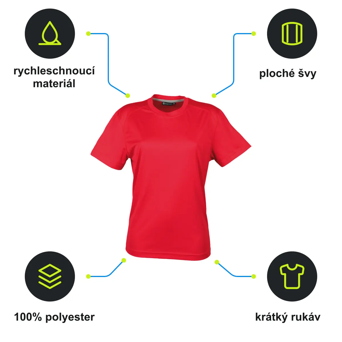 Infografika SCHWARZWOLF COOL SPORT WOMEN funkční tričko, červená S