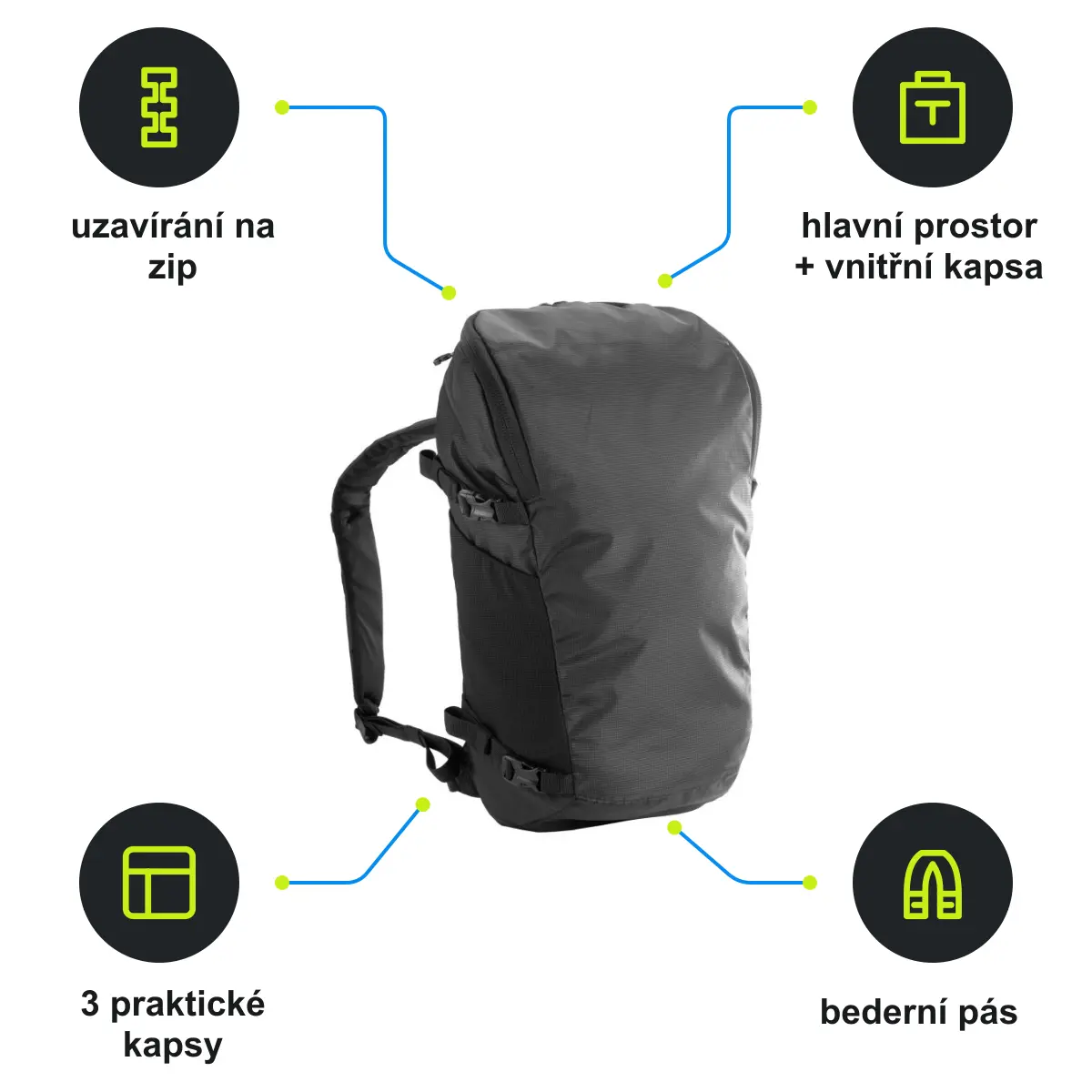 Infografika SCHWARZWOLF UBANGI Turistický batoh, šedá