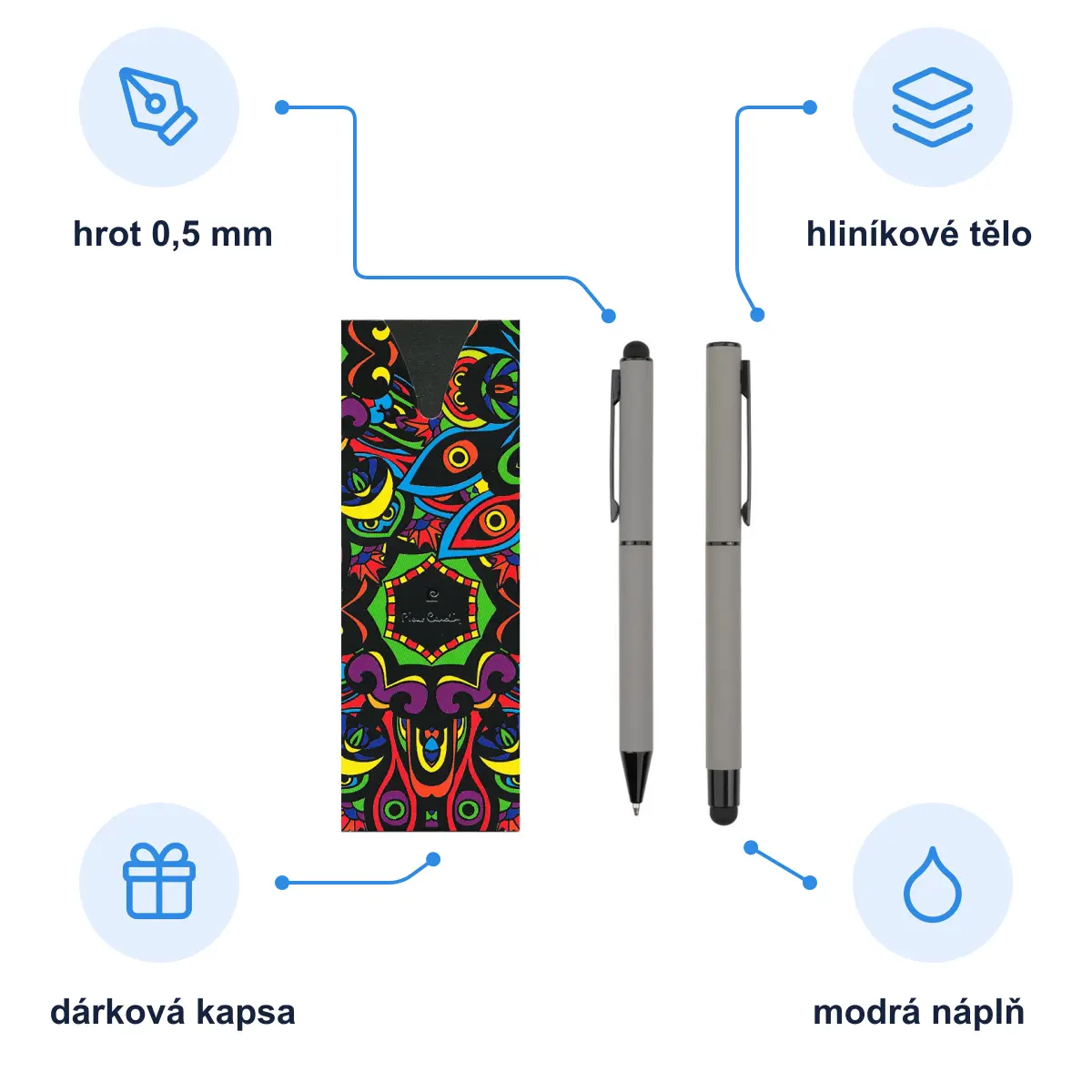 Infografika PIERRE CARDIN CELEBRATION SET Sada kuličkového pera a rolleru, šedá