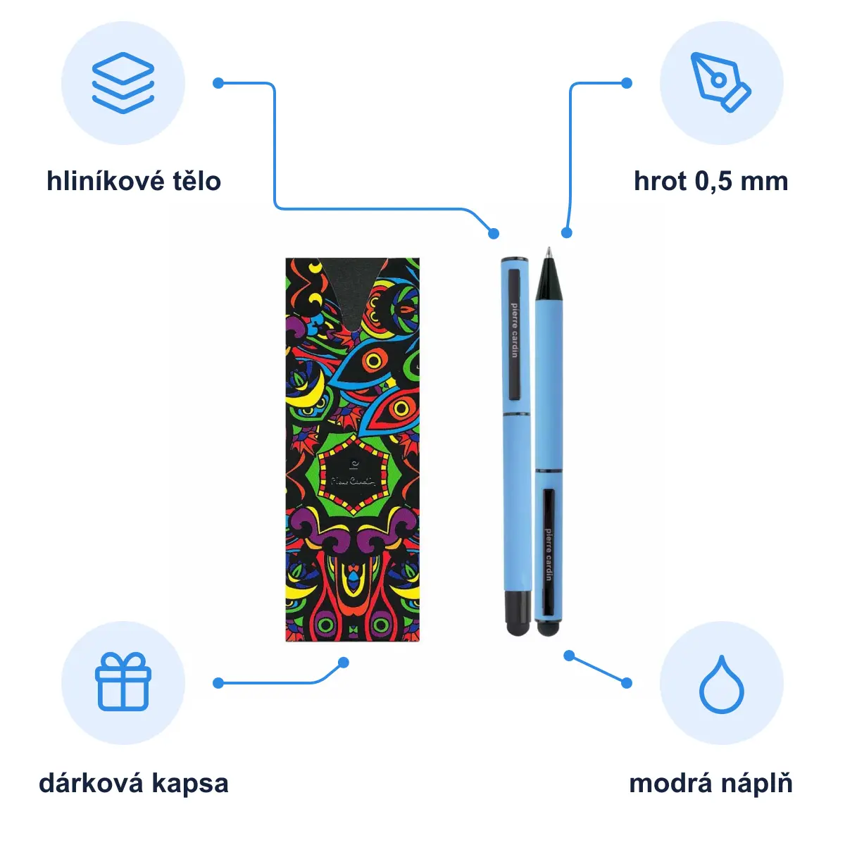 Infografika PIERRE CARDIN CELEBRATION SET Sada kuličkového pera a rolleru, světle modrá