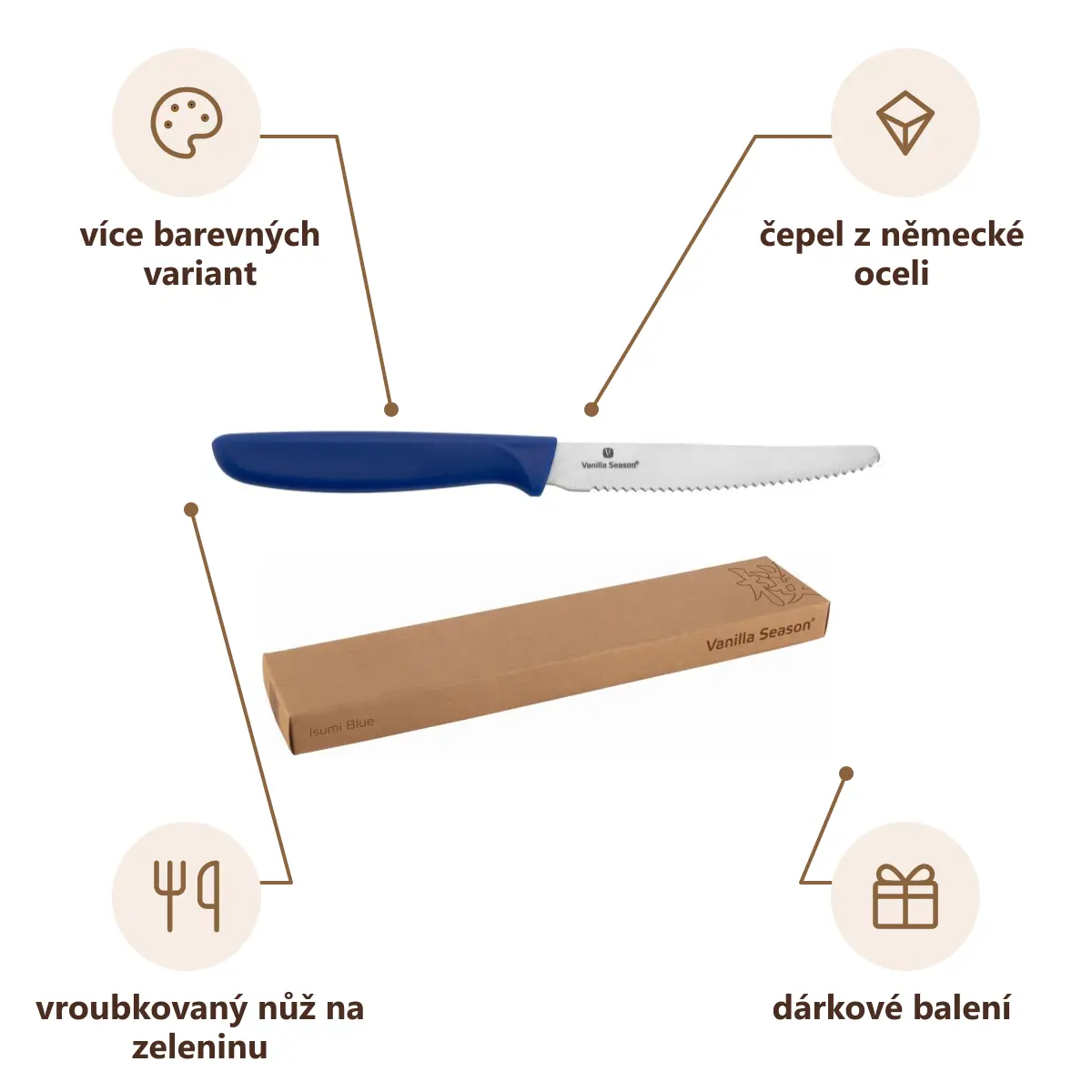 Infografika VS ISUMI Nůž na zeleninu, modrá