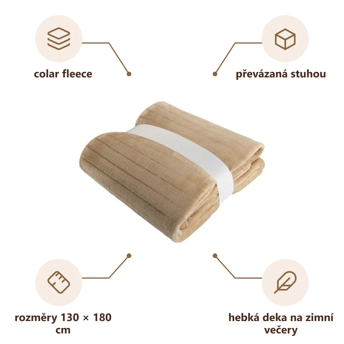 Infografika VS MANGAIA Hebká deka 130 x 180 cm, béžová