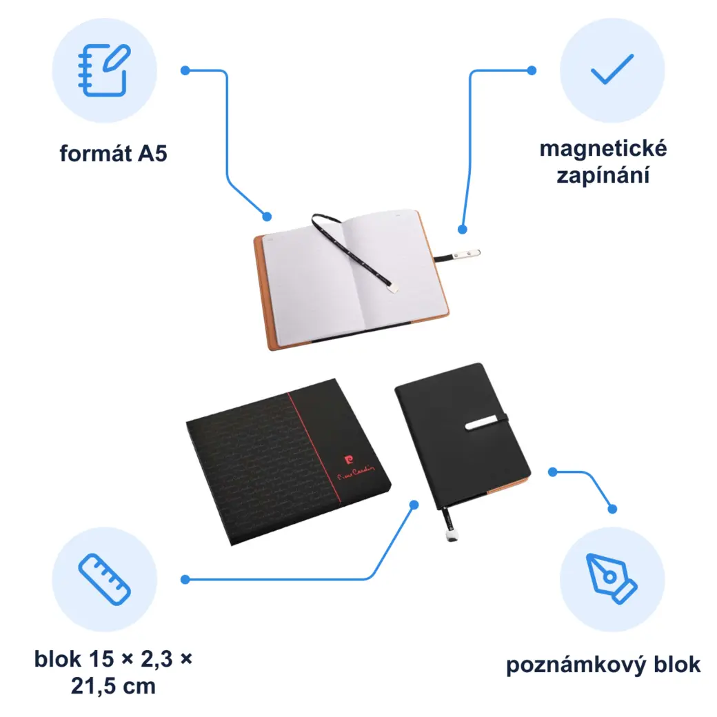 Infografika PIERRE CARDIN ELEGANCE Poznámkový blok A5, černá