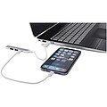 4portový USB-A a Type-C hub z recyklovaného hliníku s duálním vstupem, stříbrný