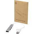 4portový USB-A a Type-C hub z recyklovaného hliníku s duálním vstupem, stříbrný