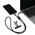 BOVALINO Multifunkční 65W nabíjecí a datový kabel, černá/šedá