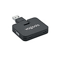 Čtyřportový 2.0 USB rozbočovač z ABS. Výstup: 2x typ A a 2x typ C. Vstup: Typ C a Typ A. Délka kabelu: 20 cm., černá