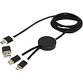 Datový synchronizační a rychlonabíjecí 27W kabel 5 v 1 z recyklovaného hliníku a plastu o délce 150 cm, černá