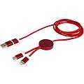 Datový synchronizační a rychlonabíjecí 27W kabel 5 v 1 z recyklovaného hliníku a plastu o délce 150 cm, červená