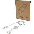 Datový synchronizační a rychlonabíjecí 27W kabel 5 v 1 z recyklovaného hliníku a plastu o délce 150 cm, stříbrný