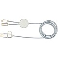 Datový synchronizační a rychlonabíjecí 27W kabel 5 v 1 z recyklovaného hliníku a plastu o délce 150 cm, stříbrný