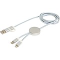 Datový synchronizační a rychlonabíjecí 27W kabel 5 v 1 z recyklovaného hliníku a plastu o délce 150 cm, stříbrný