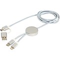 Datový synchronizační a rychlonabíjecí 27W kabel 5 v 1 z recyklovaného hliníku a plastu o délce 150 cm, stříbrný