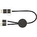 Datový synchronizační a rychlonabíjecí 27W kabel 5 v 1 z recyklovaného hliníku a plastu o délce 30 cm, černá