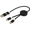 Datový synchronizační a rychlonabíjecí 27W kabel 5 v 1 z recyklovaného hliníku a plastu o délce 30 cm, černá