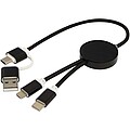 Datový synchronizační a rychlonabíjecí 27W kabel 5 v 1 z recyklovaného hliníku a plastu o délce 30 cm, černá