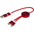 Datový synchronizační a rychlonabíjecí 27W kabel 5 v 1 z recyklovaného hliníku a plastu o délce 30 cm, červená