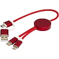 Datový synchronizační a rychlonabíjecí 27W kabel 5 v 1 z recyklovaného hliníku a plastu o délce 30 cm, červená