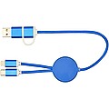Datový synchronizační a rychlonabíjecí 27W kabel 5 v 1 z recyklovaného hliníku a plastu o délce 30 cm, královská modrá