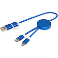 Datový synchronizační a rychlonabíjecí 27W kabel 5 v 1 z recyklovaného hliníku a plastu o délce 30 cm, královská modrá