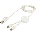 Datový synchronizační a rychlonabíjecí 27W kabel 5 v 1 z recyklovaného plastu o délce 150 cm, bílá
