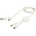 Datový synchronizační a rychlonabíjecí 27W kabel 5 v 1 z recyklovaného plastu o délce 150 cm, bílá