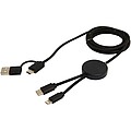 Datový synchronizační a rychlonabíjecí 27W kabel 5 v 1 z recyklovaného plastu o délce 150 cm, černá
